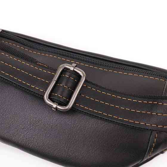 Мужская сумка-бананка из натуральной гладкой кожи Shvigel 23125 Черный Киев