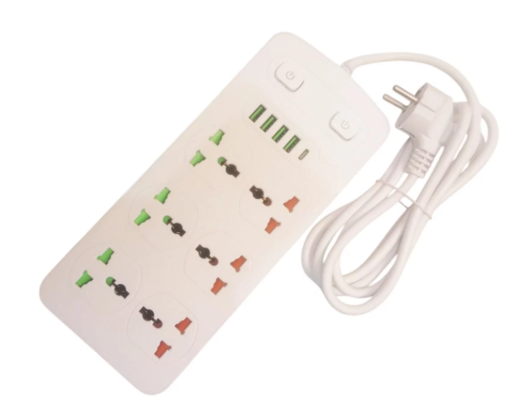 Подовжувач мережевий AR-CP05, 6 розеток, 4 USB, Type-C, 2 м, білий Винница - изображение 1