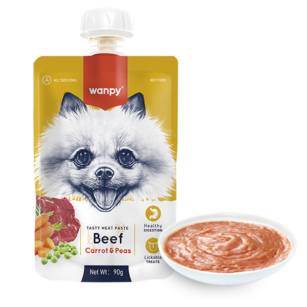 Wanpy Beef Carrot & Pea ВАНПИ КРЕМ-ПЮРЕ ГОВЯДИНА С МОРКОВЬЮ жидкий корм для собак Киев - изображение 1
