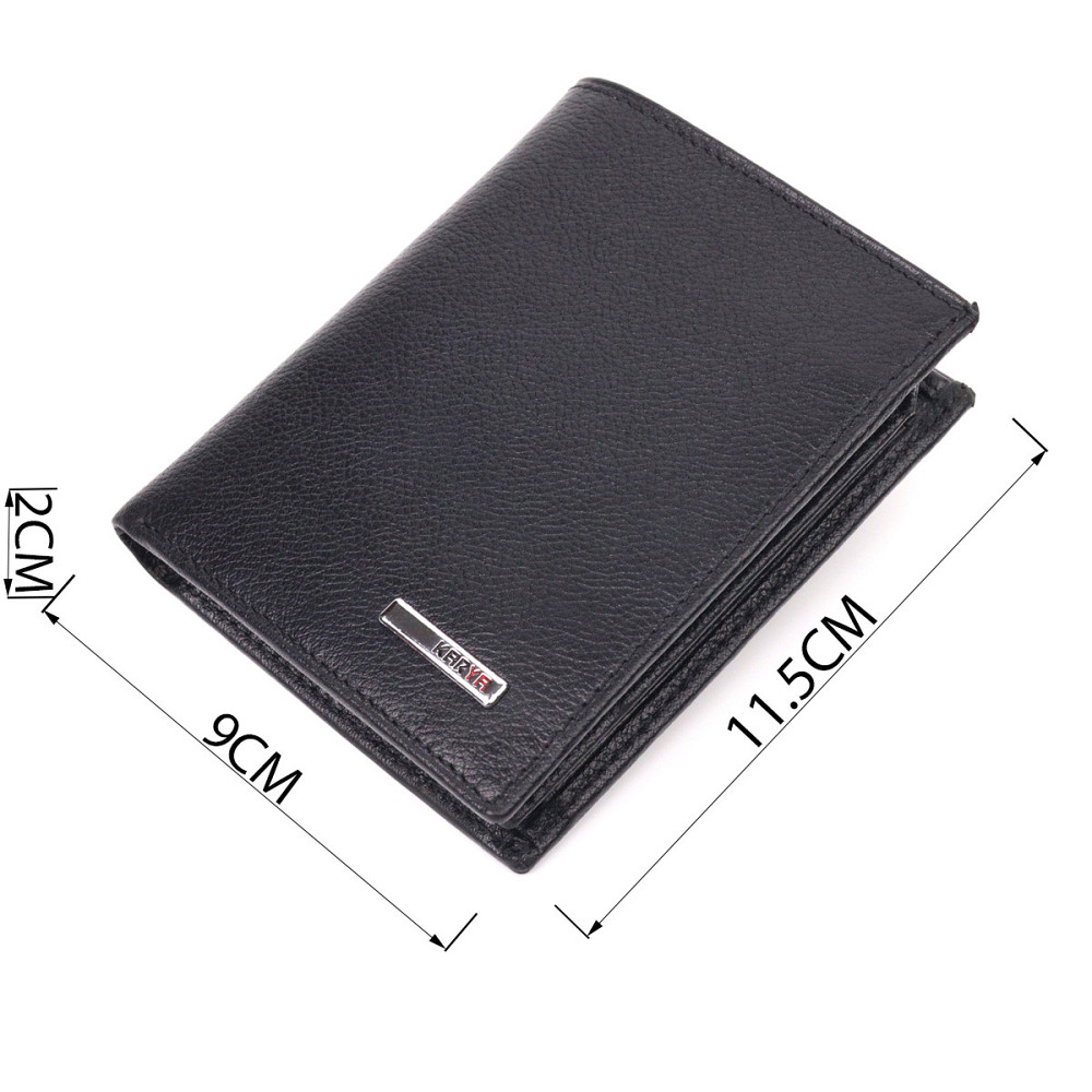 Вертикальний невеликий шкіряний гаманець без застібки KARYA 21362 Чорний Київ - фото 3