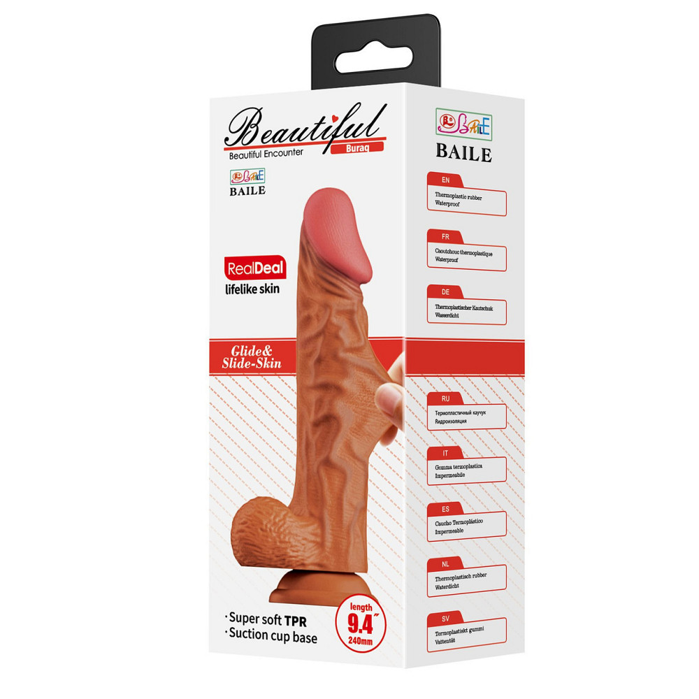 Фаллоимитатор с мошонкой на присоске BAILE - Beautiful Burag 9.4