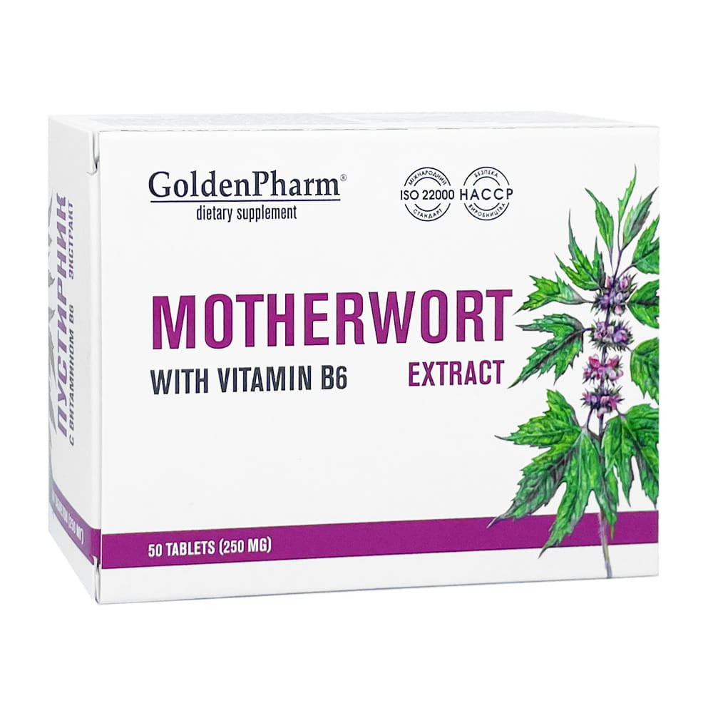 Пустырник экстракт с витамином В6 Голден-Фарм 50 таблеток Луцк - изображение 1