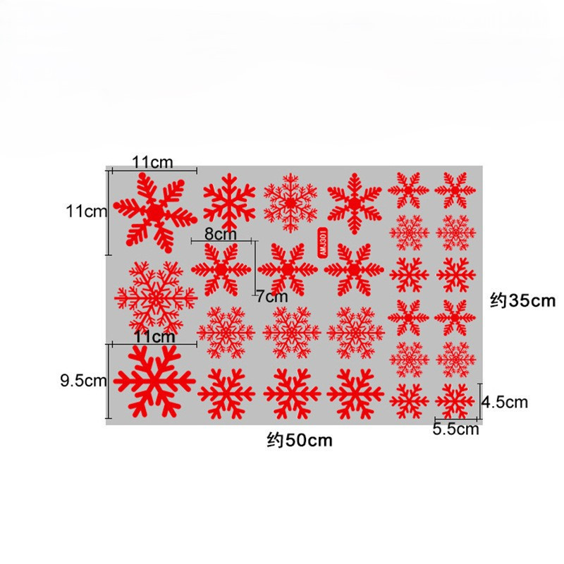 Наклейки сніжинки на вікна 50 на 35 см червоний Київ - фото 2