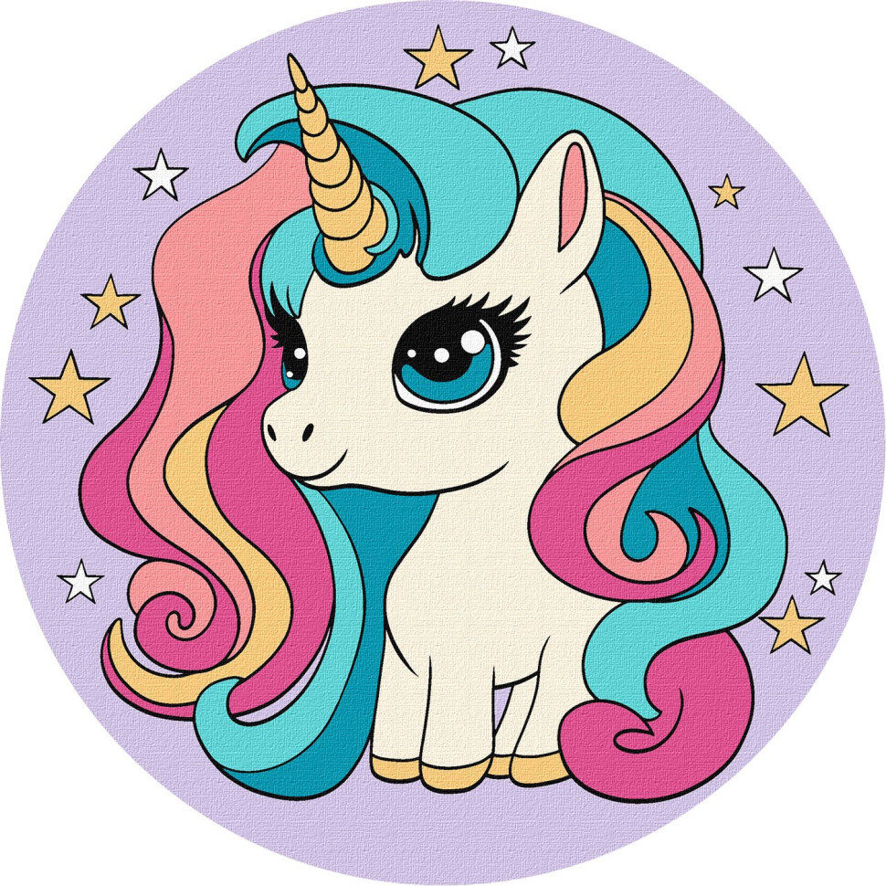 Картина за номерами "Неперевершена єдиноріжка" KHO-R1043 діаметр 19 см Вінниця - фото 1