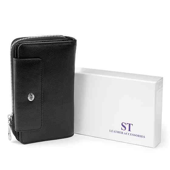 Кошелек из кожи на защелке Черный (ST Leather) Киев