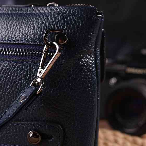 Мужской вместительный клатч из натуральной кожи Синий (CANPELLINI) Киев