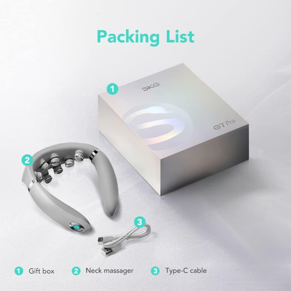 Умный беспроводной аккумуляторный шейный массажер SKG G7 PRO-E с инфракрасным прогревом вибрацией приложением Киев - изображение 9