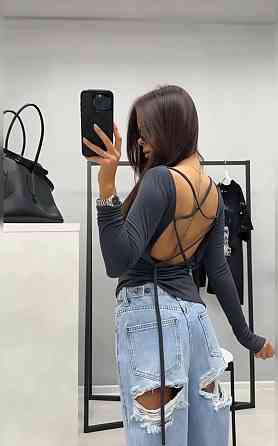 Женская стильная кофта с открытой спиной вискоза Графит, 46/48 Одесса