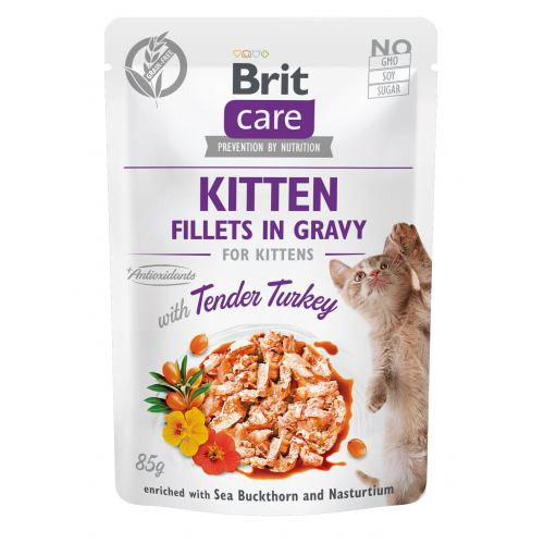 Корм влажный Brit Care Fillets in Gravy Tender Turkey Kitten д/котят филе в соусе с индейкой 85 г Киев - изображение 1