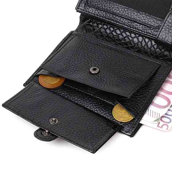 Фактурне портмоне для чоловіків з натуральної шкіри з тисненням під крокодила BOND 22057 Чорний Київ