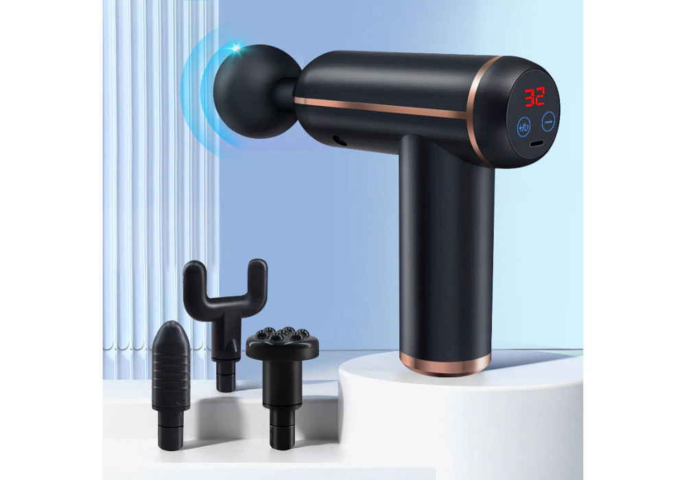 Масажний пістолет EasyFit Іmpact (портативний вібромасажер для тіла з 4 насадками) Коломия - фото 1