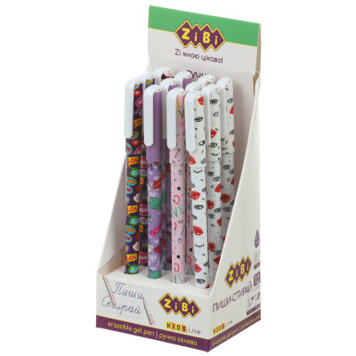 Ручка гелевая ZiBi пиши-стирай для девочек Синий 0.5 мм Разноцветный корпус (ZB.2212-99) Винница - изображение 1