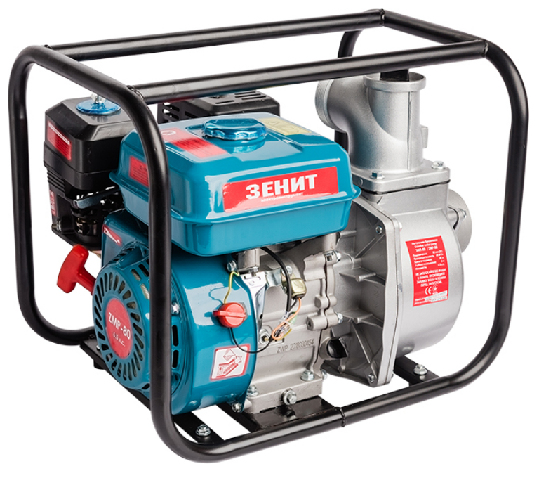 Мотопомпа бензинова 6,5к/с 25 м 60 м³/год 4-х тактний Зенит ЗМП-80 Tekhmann Житомир - изображение 2