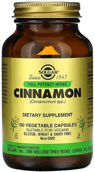 Экстракт корицы Solgar Cinnamon Full Potency Herbs 100 вег капсул Киев - изображение 1