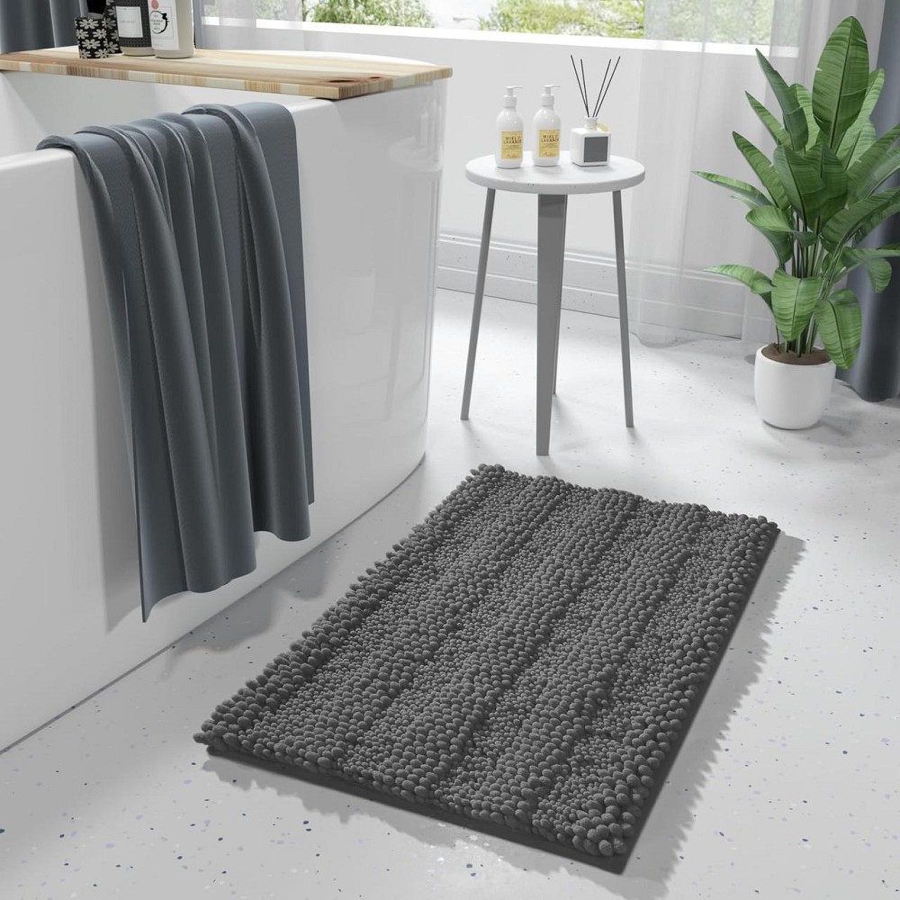 Роскошный шениловый коврик для ванной комнаты Aquarius 50х80 см Графит - Ультрамягкий, впитывающий Буча - изображение 1