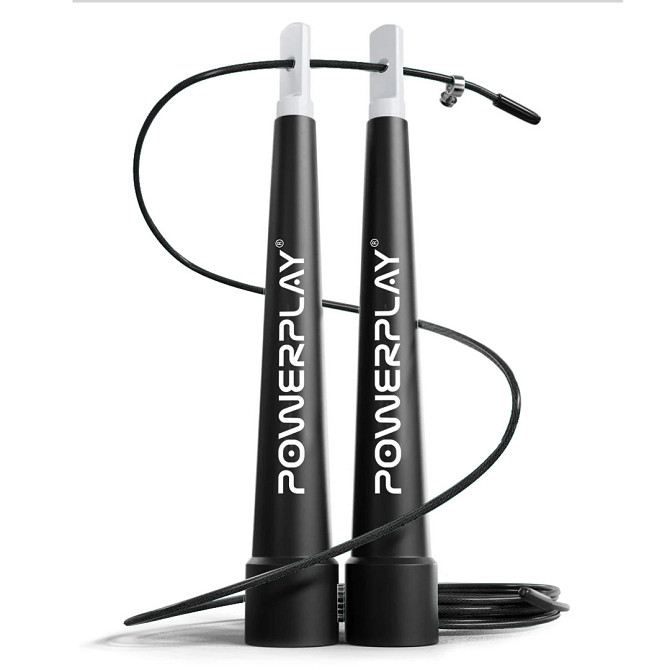 Скакалка швидкісна PowerPlay 4202 Ultra Speed Rope Чорна (2,9m.) Каменское - изображение 1