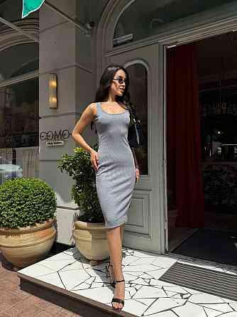 Женское базовое летнее платье турецкий рубчик Серый, 46/48 Одесса