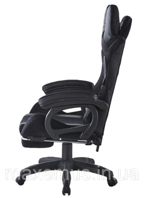 Кресло геймерское из ткани с подставкой для ног B 1 4 6 компьютерное кресло для геймера черно-серое Мостиска - изображение 6