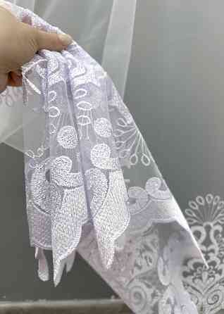 Тюль фатин с вышивкой цвет белый 1821т Киев