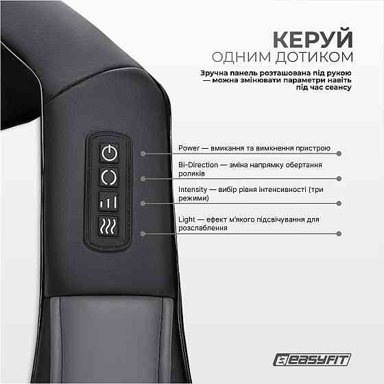 Масажер для шиї EasyFit Shiatsu (роликовий шиацу-масаж плечей і тіла) Коломия