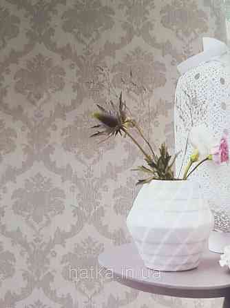 Обои виниловые на флизелине Rasch Ornament 1.06х10 вензеля завитки коричнево кремовые на розовом 973129 Киев