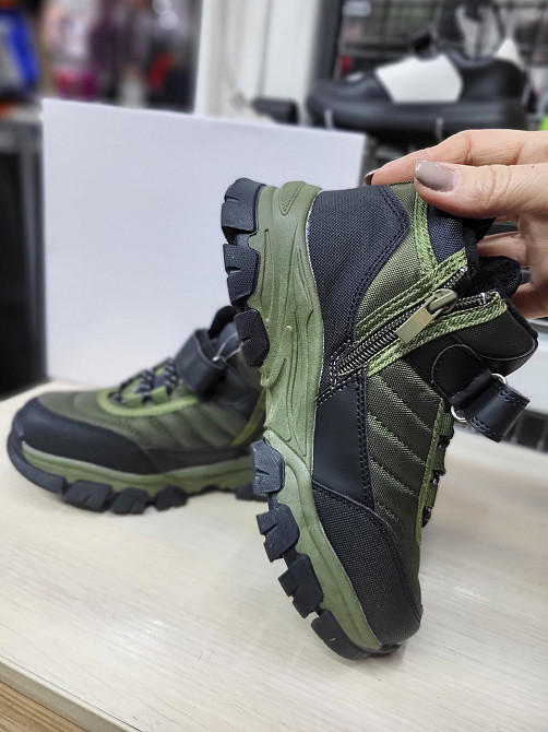 Детские зимние термо ботинки для мальчиков waterproof  хаки 34 (22см) Николаев - изображение 4