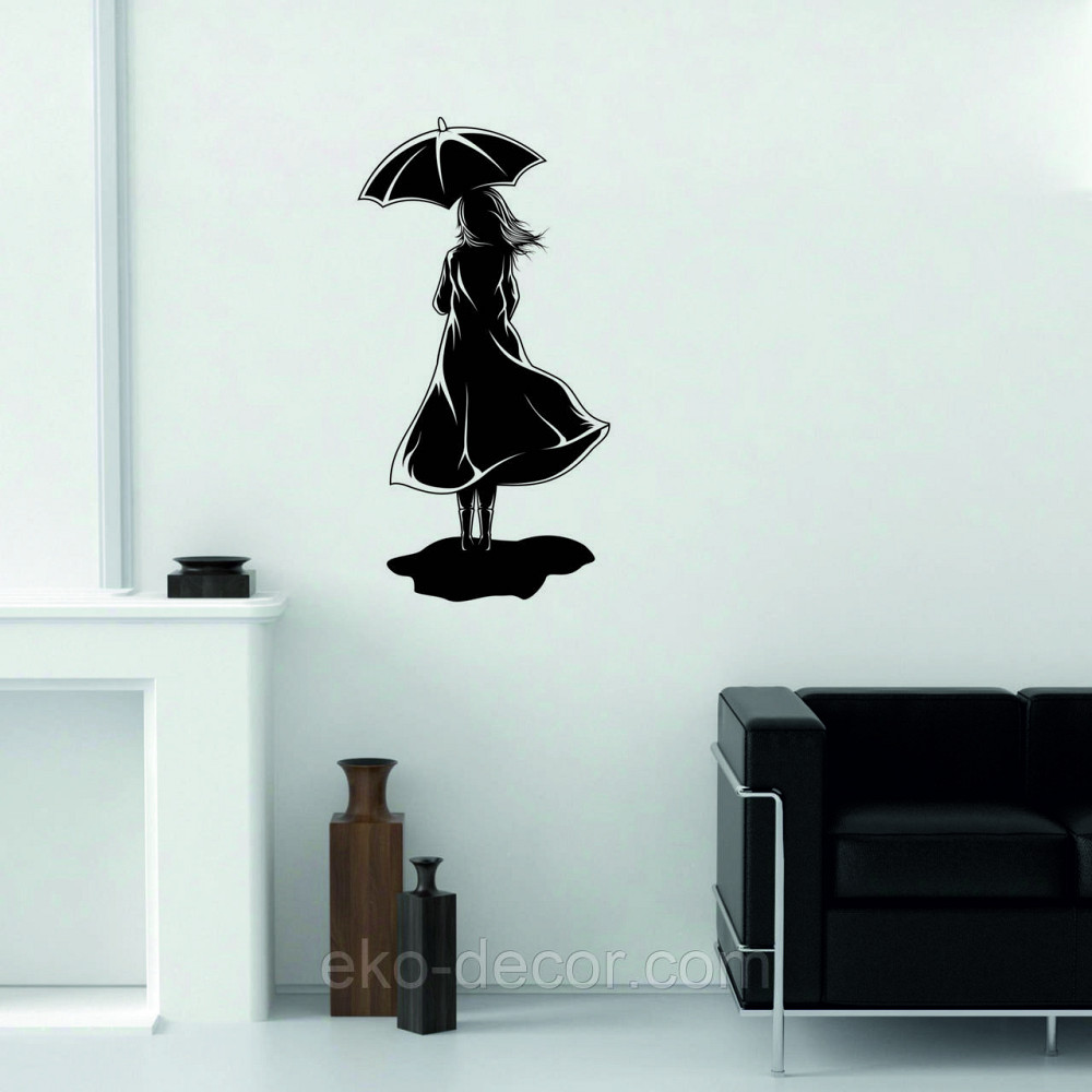 Декоративне настінне Панно «Дівчина з парасолькою», Декор на стіну 110*57 см, Чорний Київ - фото 4
