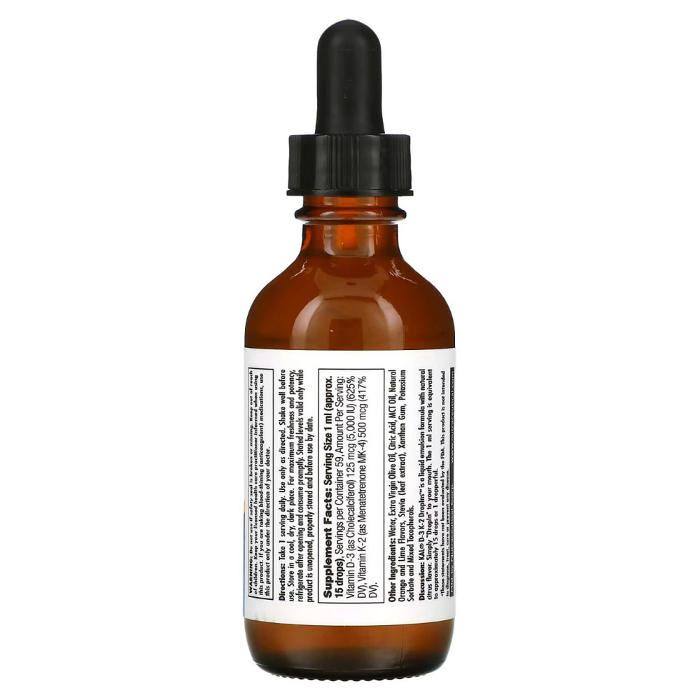 Витамины D3 и K2 KAL Vitamin D-3 K-2 Drop Ins 59 мл цитрус Киев - изображение 2