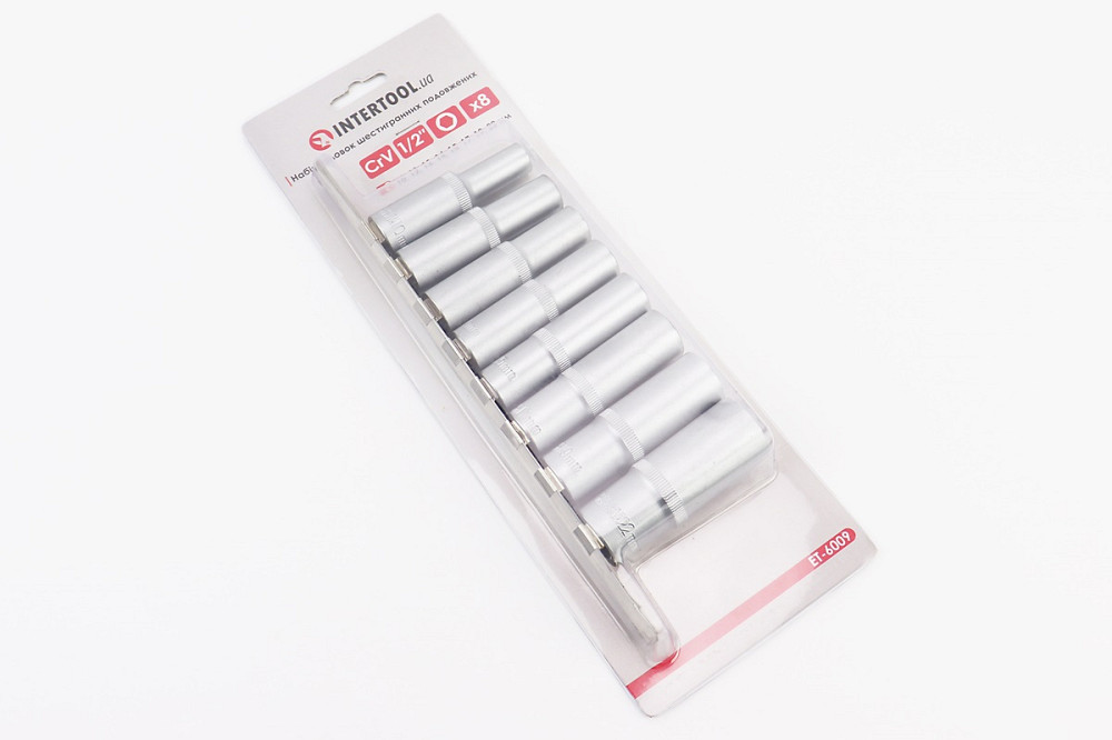 Набір головок торцевих подовжених на планці 1/2" 8шт (10/12/13/14/15/17/19/22мм) ET-6009 Київ - фото 2