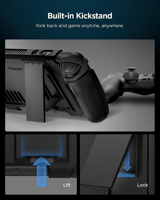 Чохол Spigen Thin Fit Pro ACS06040 для Steam Deck LCD/OLED Чорний TPU+PC з підставкою тонкий протиударний антисcratch Київ - фото 8
