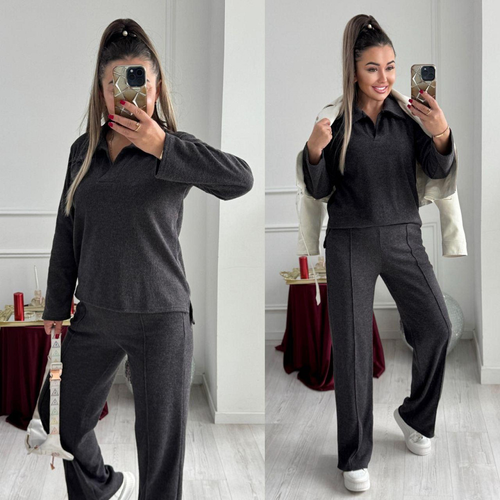 Женский базовый вязаный костюм двойка из ангоры Графит, 42/44 Одесса - изображение 3