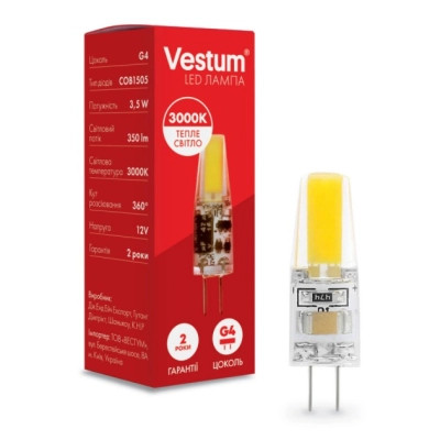 Лампочка Vestum LED COB G4 3,5W 3000K 12V (1-VS-8103) Винница - изображение 1