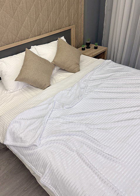 Плед-покривало 155х200 см (+-5см) рельєфний полоска Білий (87-090) Київ - фото 5