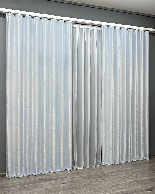 Комплект готових штор VR-Textil Софт Вензель № 2042ш Холодний білий 200х275 см 2шт (32-414) Київ - фото 4