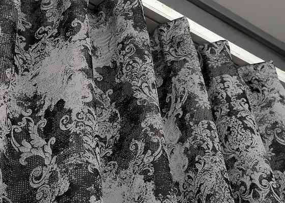 Шторна тканина "Льон Преміум" Туреччина колір чорний з сірим 1695ш Київ