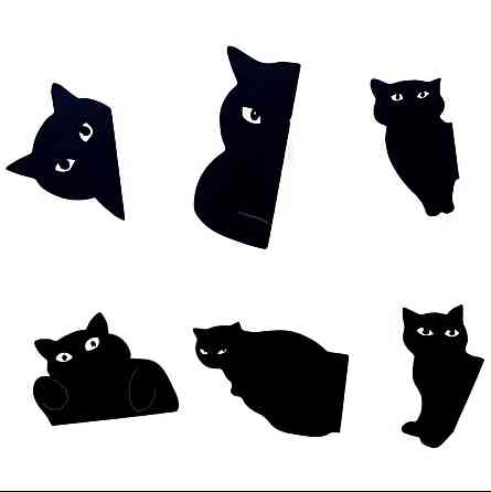 Магнітні закладки «Чорні коти» – набір 6 шт, випадкові дизайни Київ