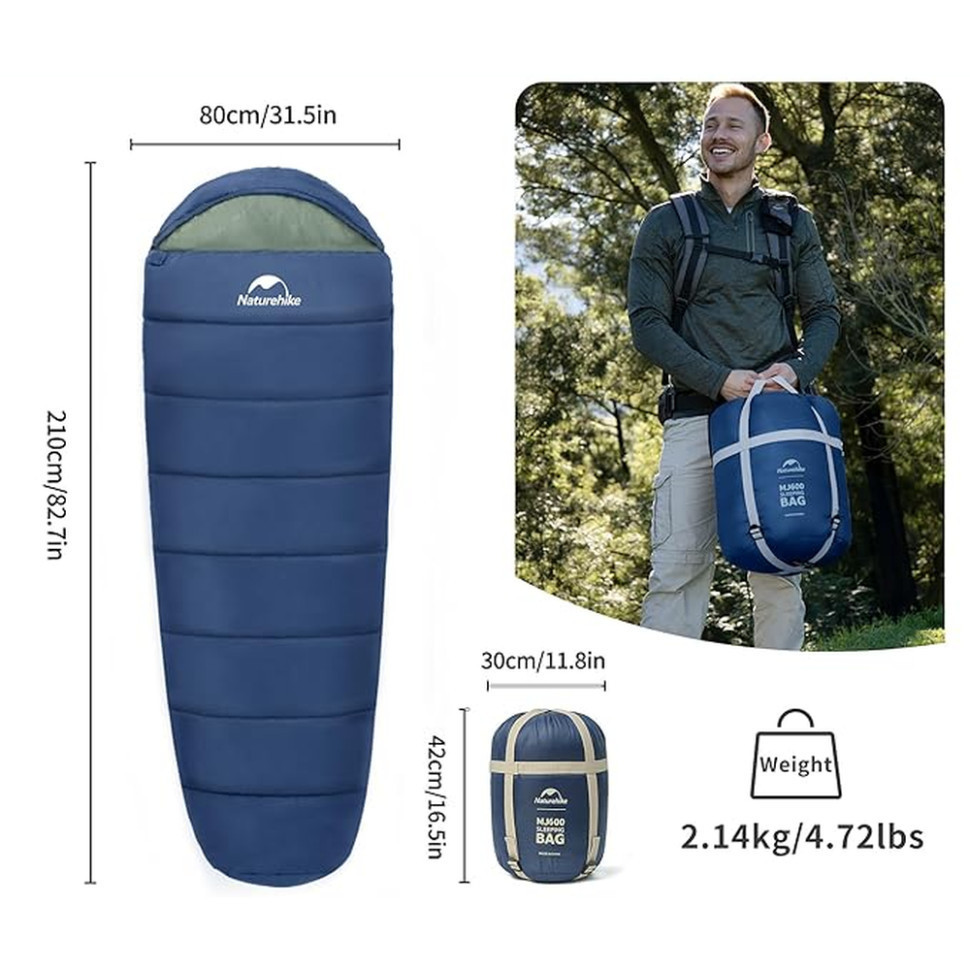 Спальник з капюшоном Naturehike MJ600 CNK2300SD014, темно-блакитний Київ - фото 2