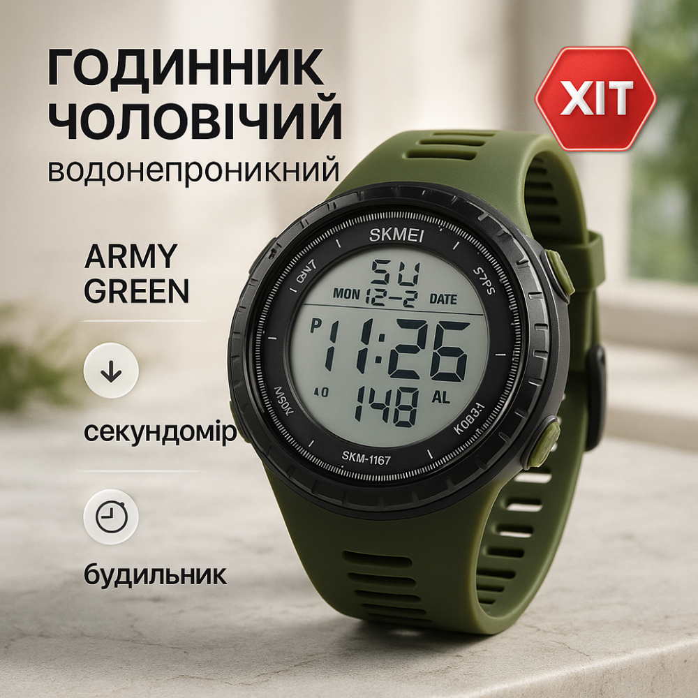 Тактичний годинник для ЗСУ SKMEI 1167AG, Годинник армійський скмей Практичний чоловічий OV-16 Львів - фото 18