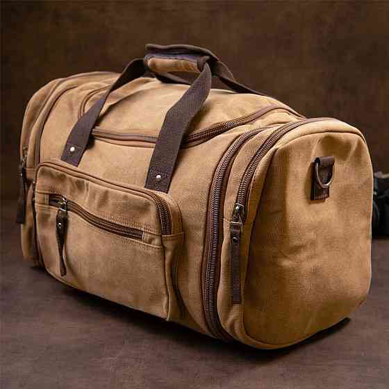 Дорожня сумка текстильна Vintage 20666 Коричнева Київ