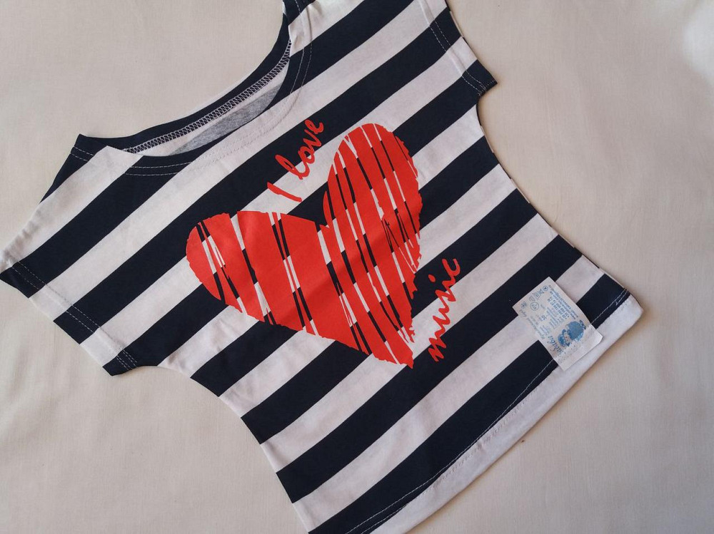 Футболка детская в полоску 81-87 см разноцветный Киев - изображение 1