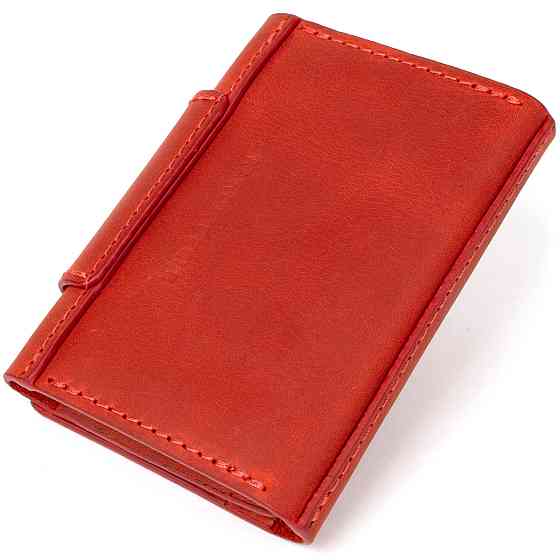 Шкіряна вінтажна візитниця GRANDE PELLE 11407 Червоний Київ
