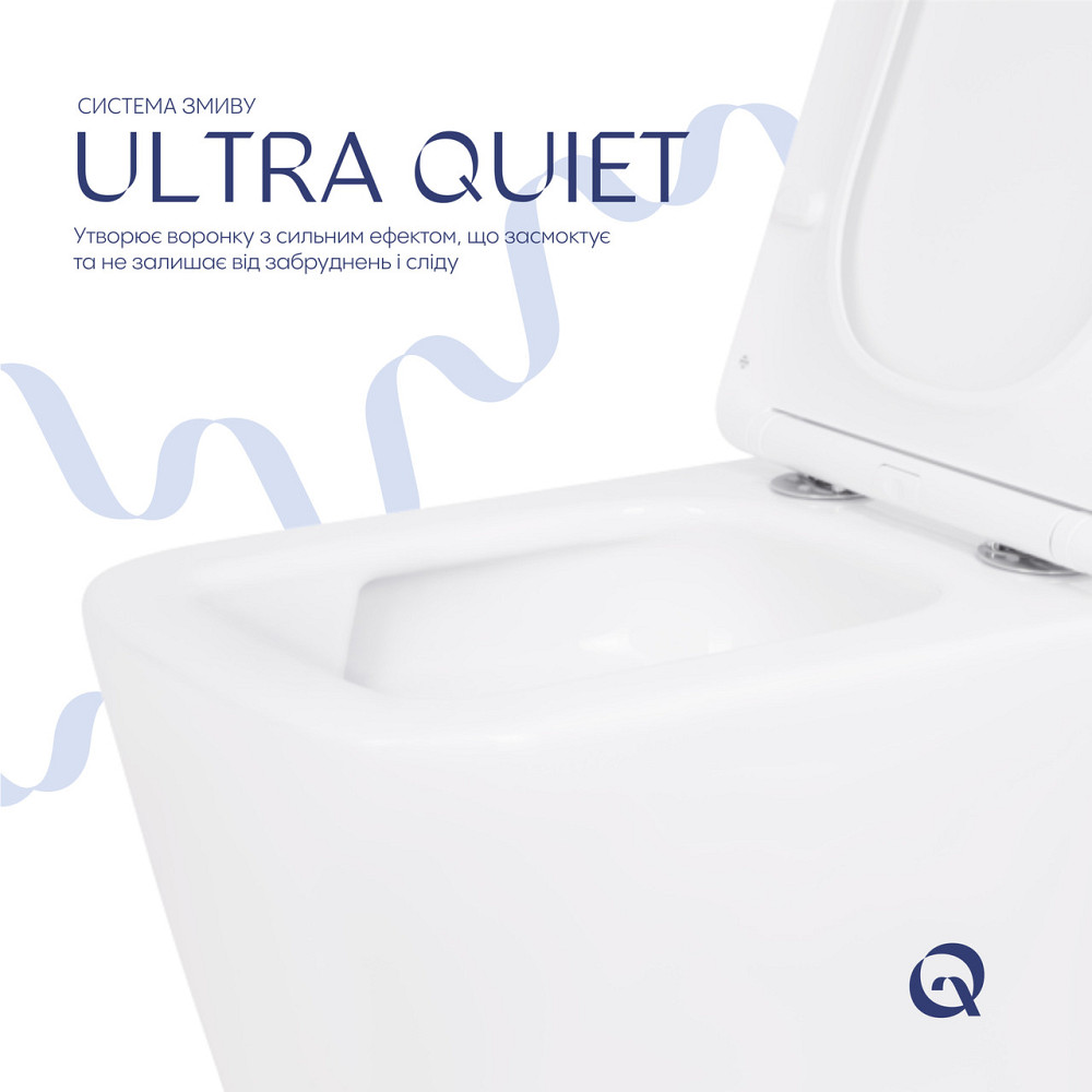 Унитаз подвесной Qtap Crow Ultra Quiet безободковый с сиденьем Soft-close QT05335170W Киев - изображение 5