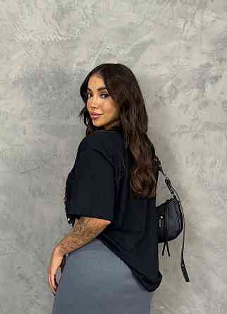 Женская оверсайз футболка с накатом Cherries турецкий трикотаж - кулир Черный Одесса