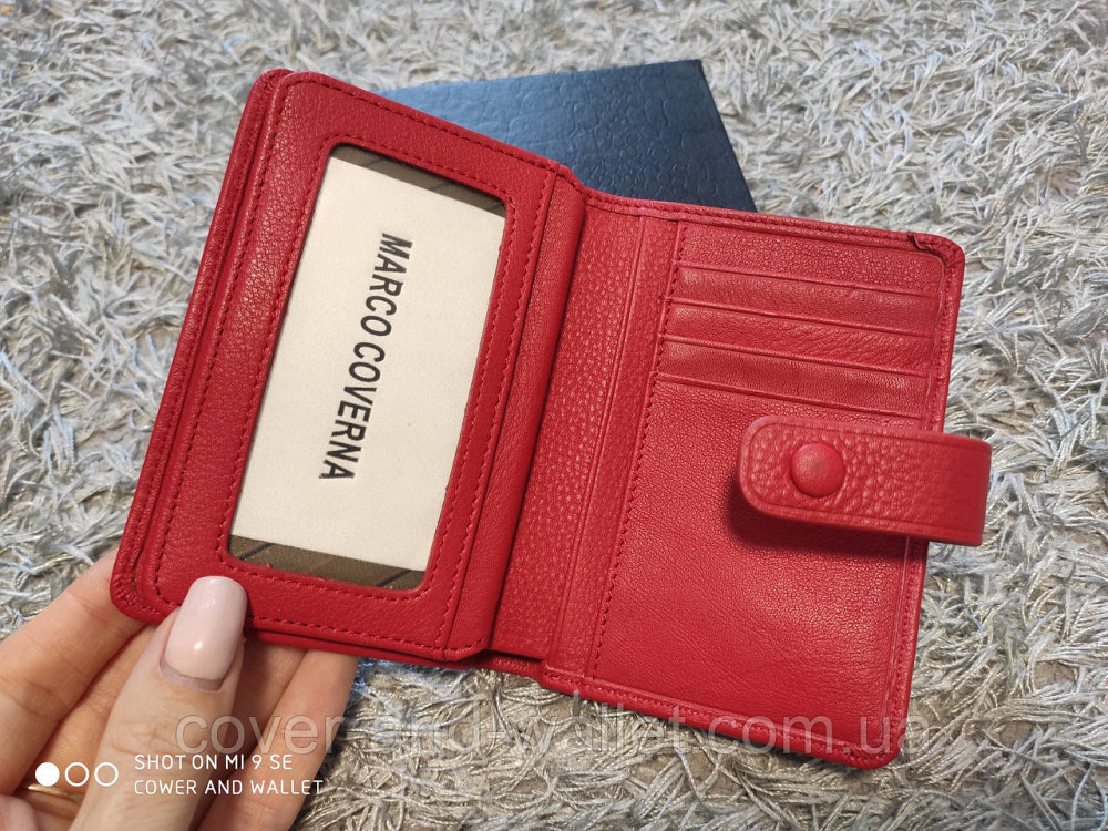 Маленький кожаный кошелёк красного цвета на много карточек Marco Coverna Киев - изображение 4