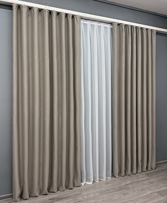 Комплект готовых штор VR-Textil Bagema Rvs № 1896ш Серо-бежевый 130х290 см 2 шт (39-0151) Киев - изображение 4