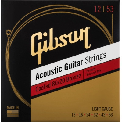 Струни для гітари Gibson SAG-CBRW12 Coated 80/20 Bronze Acoustic Guitar Strings Light (12-53) (231954) Вінниця - фото 1