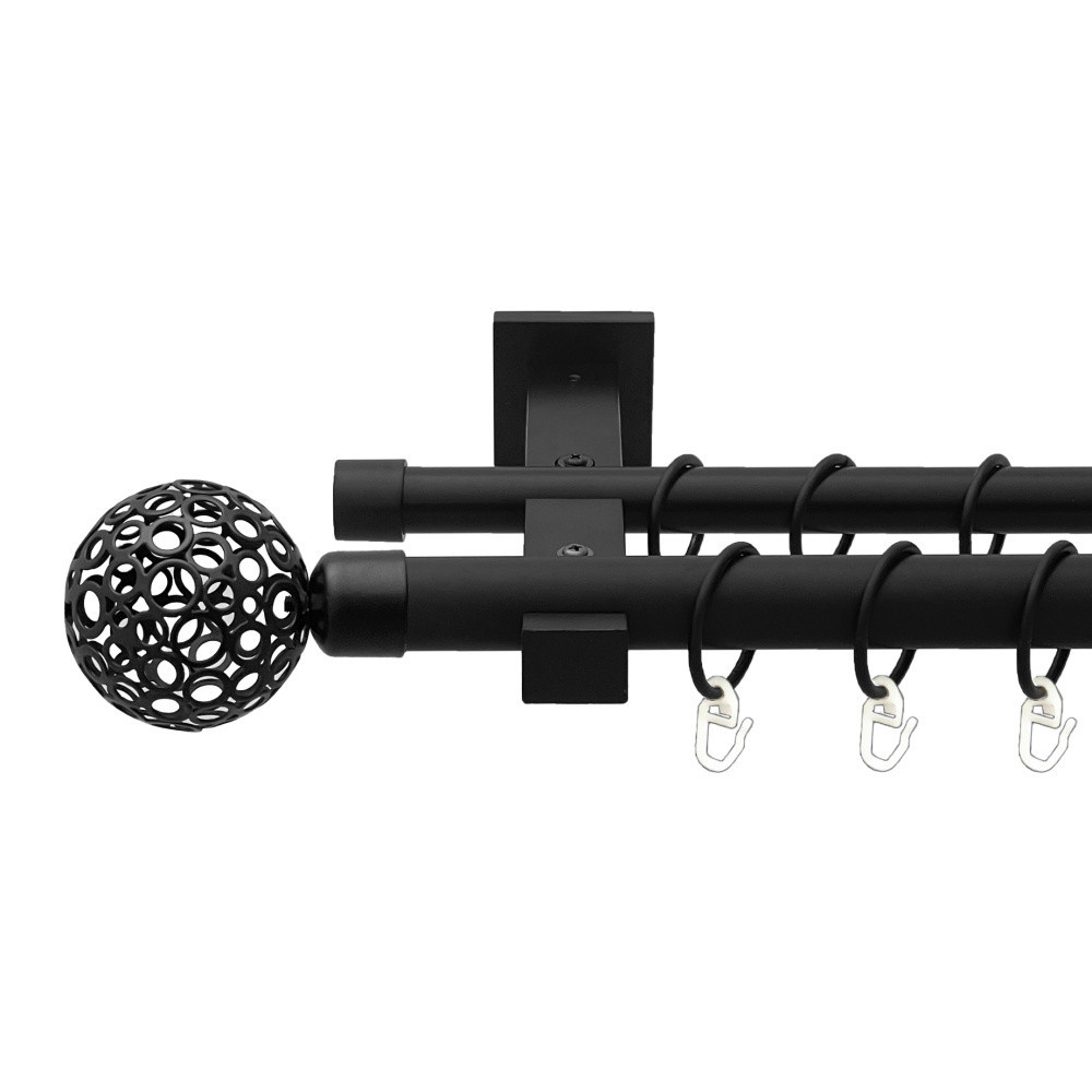 Карниз Orvit Савона металевий дворядний техно гладка труба кільце металеве Чорний Оксамит 25\19 мм 200 см Львов - изображение 1