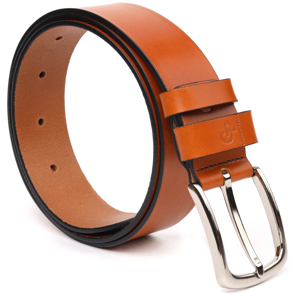 Люксовый ремень для мужчин из натуральной кожи Grande Pelle 21473 Рыжий Киев - изображение 9