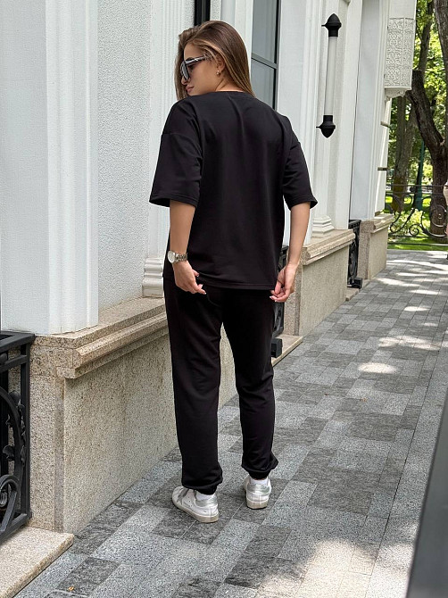 Спортивный костюм женский футболка и штаны джогеры Черный XL-XXL Харьков - изображение 6