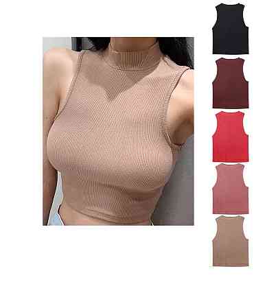 Майка жіноча-топ під горло без рукавів Какао L/XL Харків